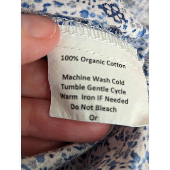 Sara Campbell Women Blue Floral Print Organic Cotton Blouse Size Medium - Picture 11 of 12